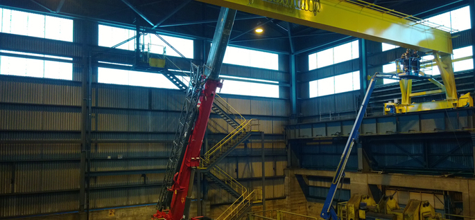 Pont roulant en usine